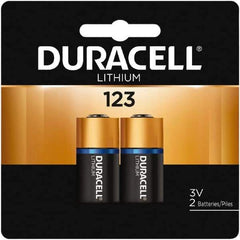 Duracell - Size 123A, Lithium, 2 Pack, Photo Battery - 3 Volts - Industrial Tool & Supply
