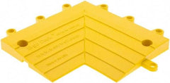 Wearwell - 0.75' Long x 0.5' Wide x 7/8" Thick, Anti-Fatigue Modular Matting Corner Ramp Edge - Male, 2 Interlocking Sides, Yellow, For Dry & Wet Areas, Series 564 - Industrial Tool & Supply