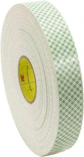 3M - 1/2" x 36 Yd Acrylic Adhesive Double Sided Tape - 62 mil Thick, Off-White, Foam Liner - Industrial Tool & Supply