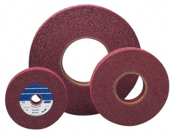 Norton - 8" Diam, 2" Face Width, 3" Center Hole, Medium Grade, Aluminum Oxide Deburring Wheel - Convolute, Medium Density 6 Grade, 4,500 RPM - Industrial Tool & Supply