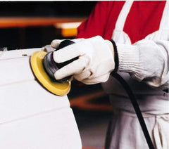 Norton - 5" Diam, 220 Grit Aluminum Oxide Adhesive PSA Disc - Super Fine Grade, Gold, C Weighted Backing, Flexible - Industrial Tool & Supply