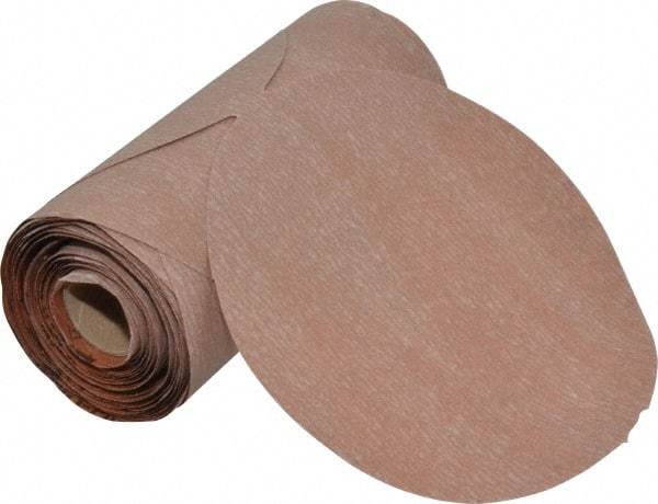 Norton - 6" Diam, 400 Grit Aluminum Oxide Adhesive PSA Disc - Super Fine Grade, Natural, B Weighted Backing, Flexible - Industrial Tool & Supply