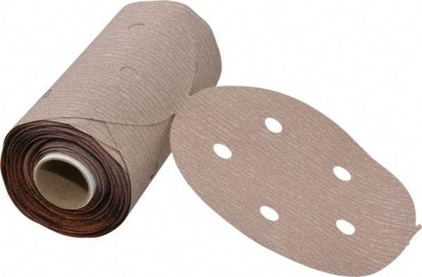 Norton - 5" Diam, 320 Grit Aluminum Oxide Adhesive PSA Disc - Very Fine Grade, Natural, B Weighted Backing, Flexible - Industrial Tool & Supply