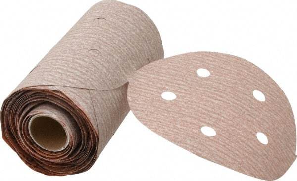 Norton - 5" Diam, 220 Grit Aluminum Oxide Adhesive PSA Disc - Fine Grade, Natural, B Weighted Backing, Flexible - Industrial Tool & Supply