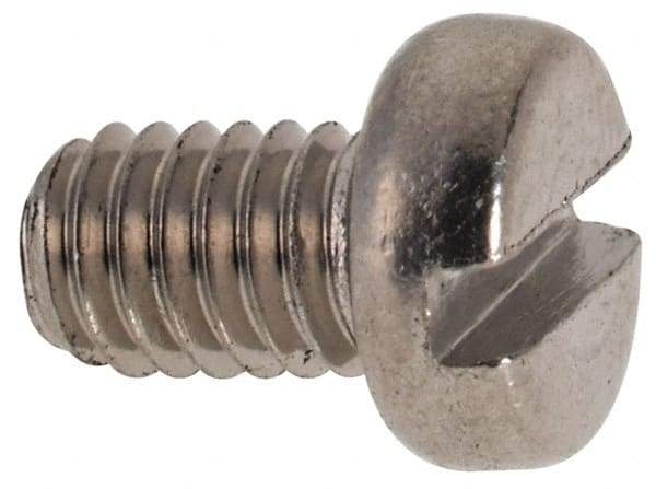 Value Collection - M4x0.70 Metric Coarse, 6mm Length Under Head Slotted Drive Machine Screw - Fillister Head, Grade 316 & A4 Stainless Steel, Uncoated, Without Washer - Industrial Tool & Supply