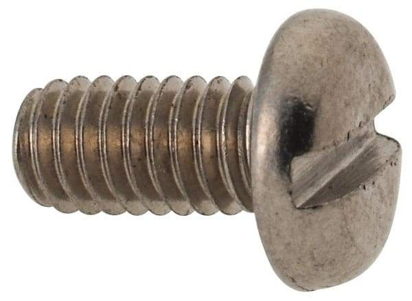 Value Collection - M4x0.70 Metric Coarse, 8mm Length Under Head Slotted Drive Machine Screw - Fillister Head, Grade 316 & A4 Stainless Steel, Uncoated, Without Washer - Industrial Tool & Supply