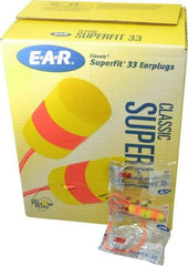 3M - Disposable, Corded, 33 dB, Barrel Earplugs - Yellow, 200 Pairs - Industrial Tool & Supply