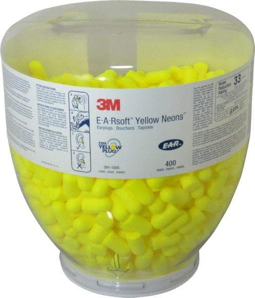3M - One Touch Disposable Earplug Refill with 33 dB Earplugs - Yellow Earplugs, 400 Pairs - Industrial Tool & Supply