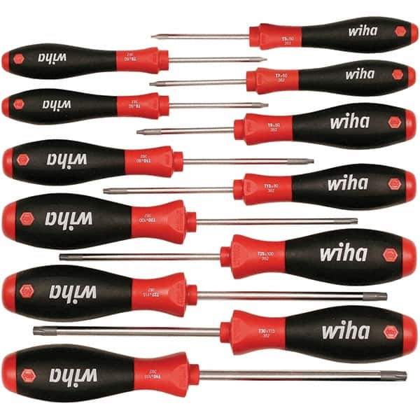 Wiha - 12 Piece Torx Screwdriver Set - Bit Sizes: Torx T-5, T-6, TORXr bits included: T7, T8, T10, T15, T20, T25, T27, T30 & T40, Comes in Box - Industrial Tool & Supply