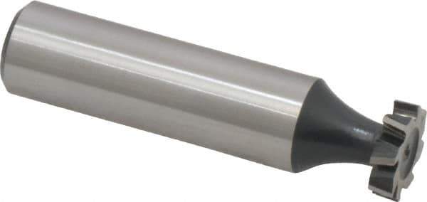 Interstate - 1/2" Diam x 1/8" Face Width, High Speed Steel, 8 Teeth, Shank Connection Woodruff Keyseat Cutter - Uncoated, 2-1/8" OAL x 1/2" Shank, Staggered Teeth, ANSI 404, Old Standard 3 - Industrial Tool & Supply