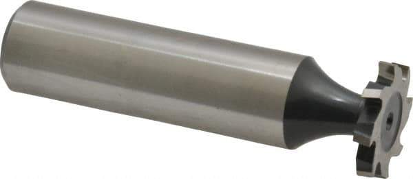 Interstate - 5/8" Diam x 3/32" Face Width, High Speed Steel, 8 Teeth, Shank Connection Woodruff Keyseat Cutter - Uncoated, 2-3/32" OAL x 1/2" Shank, Staggered Teeth, ANSI 305, Old Standard 4 - Industrial Tool & Supply