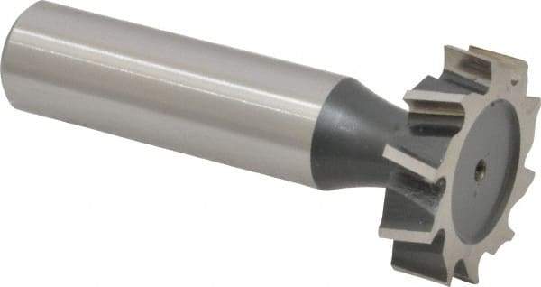 Interstate - 1" Diam x 1/4" Face Width, High Speed Steel, 12 Teeth, Shank Connection Woodruff Keyseat Cutter - Uncoated, 2-1/4" OAL x 1/2" Shank, Staggered Teeth, ANSI 808, Old Standard 15 - Industrial Tool & Supply