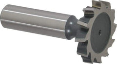Interstate - 1-1/4" Diam x 7/32" Face Width, High Speed Steel, 14 Teeth, Shank Connection Woodruff Keyseat Cutter - Uncoated, 2-7/32" OAL x 1/2" Shank, Staggered Teeth, ANSI 710, Old Standard 20 - Industrial Tool & Supply