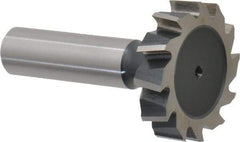 Interstate - 1-3/8" Diam x 5/16" Face Width, High Speed Steel, 14 Teeth, Shank Connection Woodruff Keyseat Cutter - Uncoated, 2-5/16" OAL x 1/2" Shank, Staggered Teeth, ANSI 1011, Old Standard 23 - Industrial Tool & Supply
