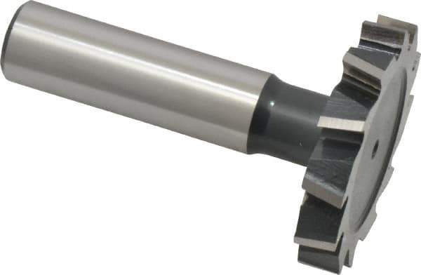 Interstate - 1-1/2" Diam x 1/4" Face Width, High Speed Steel, 16 Teeth, Shank Connection Woodruff Keyseat Cutter - Uncoated, 2-1/4" OAL x 1/2" Shank, Staggered Teeth, ANSI 812, Old Standard 24 - Industrial Tool & Supply