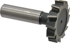 Interstate - 1-1/2" Diam x 5/16" Face Width, High Speed Steel, 12 Teeth, Shank Connection Woodruff Keyseat Cutter - Uncoated, 2-5/16" OAL x 1/2" Shank, Staggered Teeth, ANSI 1012, Old Standard 25 - Industrial Tool & Supply