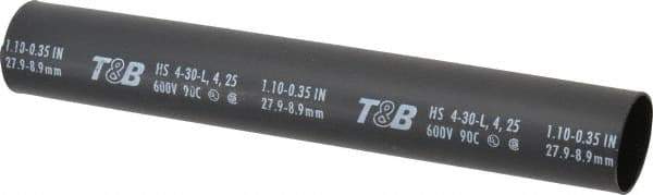 Thomas & Betts - 9" Long, 3:1, Polyolefin Heat Shrink Electrical Tubing - Black - Industrial Tool & Supply