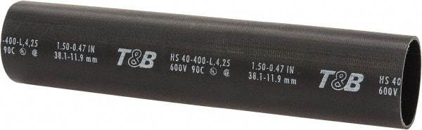 Thomas & Betts - 8" Long, 3:1, Polyolefin Heat Shrink Electrical Tubing - Black - Industrial Tool & Supply