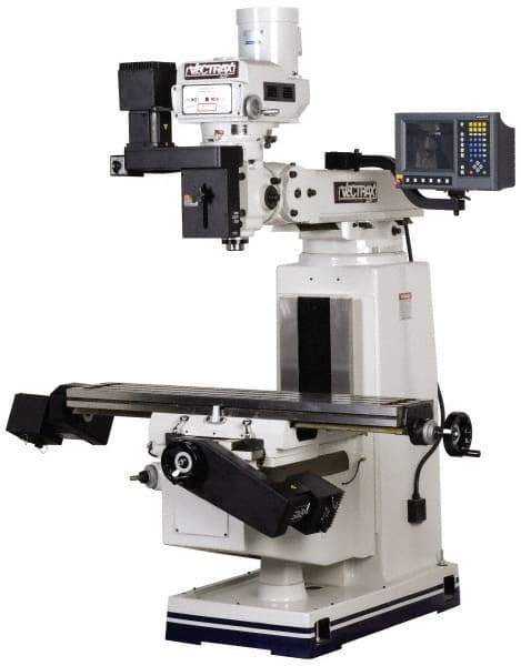 Vectrax - 49" Long x 9" Wide, 3 Phase Acurite Millpower CNC Milling Machine - Variable Speed Pulley Control, R8 Taper, 3 hp - Industrial Tool & Supply