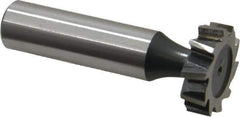 Interstate - 7/8" Diam x 1/4" Face Width, High Speed Steel, 10 Teeth, Shank Connection Woodruff Keyseat Cutter - Uncoated, 2-1/4" OAL x 1/2" Shank, Staggered Teeth, ANSI 807, Old Standard A - Industrial Tool & Supply