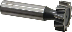 Interstate - 1" Diam x 5/16" Face Width, High Speed Steel, 12 Teeth, Shank Connection Woodruff Keyseat Cutter - Uncoated, 2-5/16" OAL x 1/2" Shank, Staggered Teeth, ANSI 1008, Old Standard B - Industrial Tool & Supply