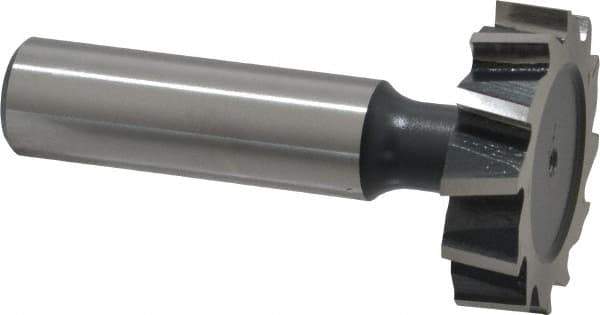 Interstate - 1-1/4" Diam x 5/16" Face Width, High Speed Steel, 14 Teeth, Shank Connection Woodruff Keyseat Cutter - Uncoated, 2-5/16" OAL x 1/2" Shank, Staggered Teeth, ANSI 1010, Old Standard D - Industrial Tool & Supply