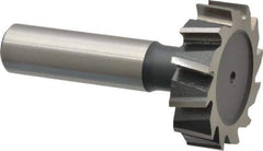 Interstate - 1-3/8" Diam x 3/8" Face Width, High Speed Steel, 14 Teeth, Shank Connection Woodruff Keyseat Cutter - Uncoated, 2-3/8" OAL x 1/2" Shank, Staggered Teeth, ANSI 1211, Old Standard F - Industrial Tool & Supply