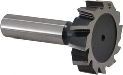 Interstate - 1-1/2" Diam x 3/8" Face Width, High Speed Steel, 16 Teeth, Shank Connection Woodruff Keyseat Cutter - Uncoated, 2-3/8" OAL x 1/2" Shank, Staggered Teeth, ANSI 1212, Old Standard G - Industrial Tool & Supply