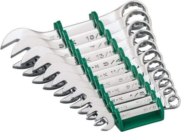 SK - 11 Piece, 3/8 to 1", 12 Point, Combination Wrench Set - Inch System of Measurement, Chrome Finish, Comes in Plastic Tray - Industrial Tool & Supply