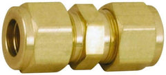Parker - 1/8" OD, Brass Union - 3,600 Max Working psi, 7/16" Hex, Comp x Comp Ends - Industrial Tool & Supply