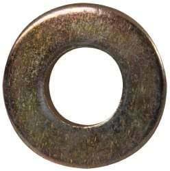 Made in USA - 1/4" Screw, Grade 8 Alloy Steel SAE Flat Washer - 9/32" ID x 5/8" OD, 0.072" Thick, Zinc Yellow Dichromate Finish - Industrial Tool & Supply
