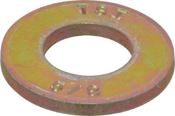 Made in USA - 5/8" Screw, Grade 8 Alloy Steel SAE Flat Washer - 21/32" ID x 1-5/16" OD, 0.146" Thick, Zinc Yellow Dichromate Finish - Industrial Tool & Supply