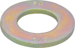 Made in USA - 7/8" Screw, Grade 8 Alloy Steel SAE Flat Washer - 15/16" ID x 1-3/4" OD, 0.16" Thick, Zinc Yellow Dichromate Finish - Industrial Tool & Supply