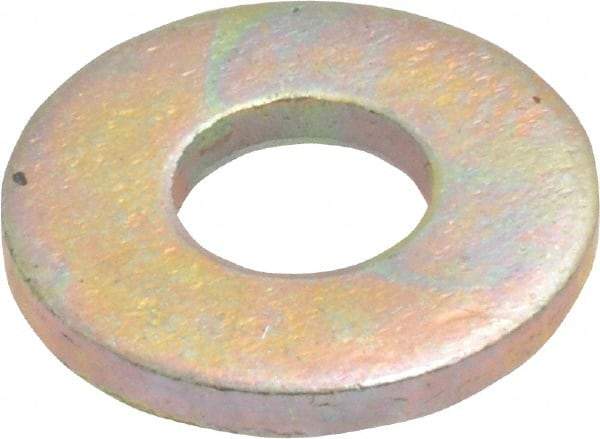 Made in USA - 1/4" Screw, Grade 8 Alloy Steel USS Flat Washer - 0.307" ID x 0.749" OD, 0.08" Thick, Zinc Yellow Dichromate Finish - Industrial Tool & Supply