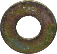 Made in USA - 1" Screw, Grade 8 Alloy Steel USS Flat Washer - 1.055" ID x 2.53" OD, 0.192" Thick, Zinc Yellow Dichromate Finish - Industrial Tool & Supply