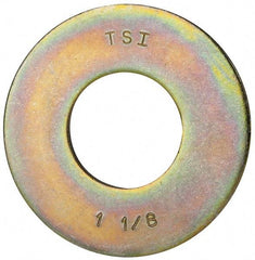 Made in USA - 1-1/8" Screw, Grade 8 Alloy Steel USS Flat Washer - 1.243" ID x 2.78" OD, 0.192" Thick, Zinc Yellow Dichromate Finish - Industrial Tool & Supply
