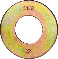 Made in USA - 1-1/2" Screw, Grade 8 Alloy Steel USS Flat Washer - 1.615" ID x 3.545" OD, 0.213" Thick, Zinc Yellow Dichromate Finish - Industrial Tool & Supply