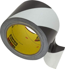 3M - Black & White Striped Vinyl Tape - 3" Wide x 5.4 mil Thick, General Traffic - Industrial Tool & Supply