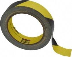 3M - Black & Yellow Striped Vinyl Tape - 1" Wide x 5.4 mil Thick, General Traffic - Industrial Tool & Supply