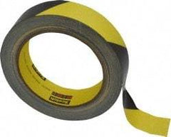 3M - Black & Yellow Striped Vinyl Tape - 1" Wide x 5.4 mil Thick, General Traffic - Industrial Tool & Supply