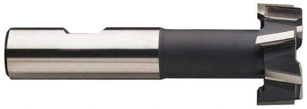 Made in USA - 2-7/32" Cut Diam, 1-3/32" Cut Width, 1-7/32" Neck Diam, 1-1/4" Shank Diam, 5-3/8" OAL, High Speed Steel T-Slot Cutter - Uncoated, 1-1/4" Bolt, 2-5/16" Shank Length, Staggered Teeth, 10 Teeth, Weldon Flat - Industrial Tool & Supply