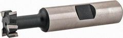Interstate - 9/16" Cut Diam, 15/64" Cut Width, 17/64" Neck Diam, 1/2" Shank Diam, 2-19/32" OAL, High Speed Steel T-Slot Cutter - TiN Finish, 1/4" Bolt, 1-13/16" Shank Length, Staggered Teeth - Industrial Tool & Supply