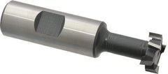 Interstate - 25/32" Cut Diam, 21/64" Cut Width, 13/32" Neck Diam, 3/4" Shank Diam, 3-1/4" OAL, High Speed Steel T-Slot Cutter - TiN Finish, 3/8" Bolt, 2-1/16" Shank Length, Staggered Teeth - Industrial Tool & Supply