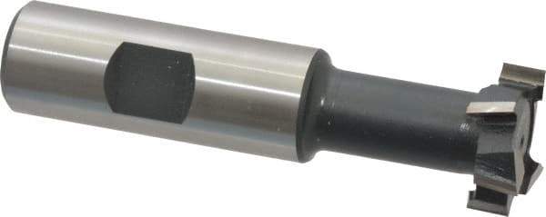 Interstate - 31/32" Cut Diam, 25/64" Cut Width, 17/32" Neck Diam, 3/4" Shank Diam, 3-7/16" OAL, High Speed Steel T-Slot Cutter - TiN Finish, 1/2" Bolt, 2-1/16" Shank Length, Staggered Teeth - Industrial Tool & Supply