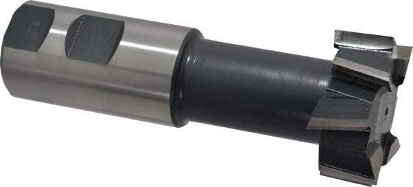 Interstate - 1-27/32" Cut Diam, 53/64" Cut Width, 1-1/32" Neck Diam, 1-1/4" Shank Diam, 4-13/16" OAL, High Speed Steel T-Slot Cutter - TiN Finish, 1" Bolt, 2-5/16" Shank Length, Staggered Teeth - Industrial Tool & Supply