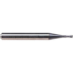 Emuge - 1/32" Diam, 1/16" LOC, 2 Flute Solid Carbide Roughing & Finishing End Mill - TiAlN Finish, 2" OAL, 1/4" Shank Diam, Cylindrical Shank, 30° Helix, Stub Length - Industrial Tool & Supply