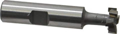 Made in USA - 9/16" Cut Diam, 15/64" Cut Width, 17/64" Neck Diam, 1/2" Shank Diam, 2-19/32" OAL, C2 Carbide-Tipped T-Slot Cutter - Uncoated, 1/4" Bolt, 1-13/16" Shank Length, Staggered Teeth, 6 Teeth, Weldon Flat - Industrial Tool & Supply