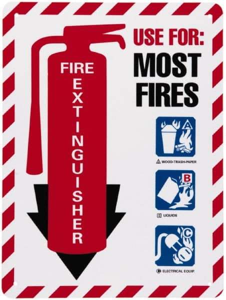 NMC - Fire Extinguisher - Use for: Most Fires, Plastic Fire Sign - 9" Wide x 12" High - Industrial Tool & Supply