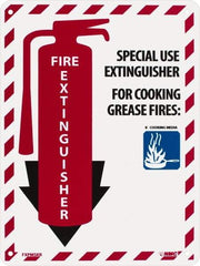 NMC - Fire Extinguisher - Special Use Extinguisher for Cooking Grease Fire:, Plastic Fire Sign - 9" Wide x 12" High - Industrial Tool & Supply