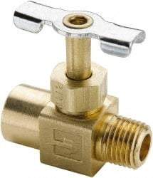 Parker - 1/4" Pipe, Inline Needle Valve - FNPTF x MNPTF Ends, Brass Valve, 150 Max psi - Industrial Tool & Supply